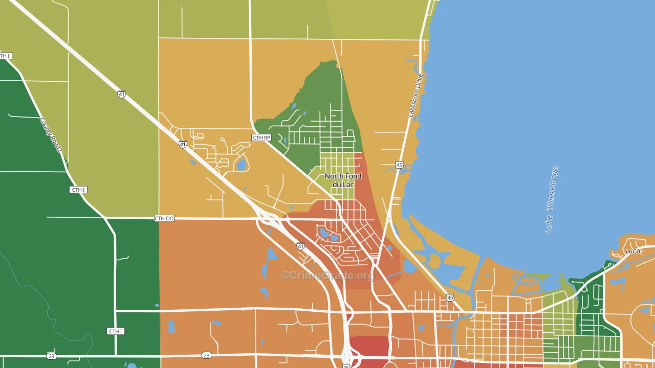 North Fond du Lac, WI Map of Assault Rates