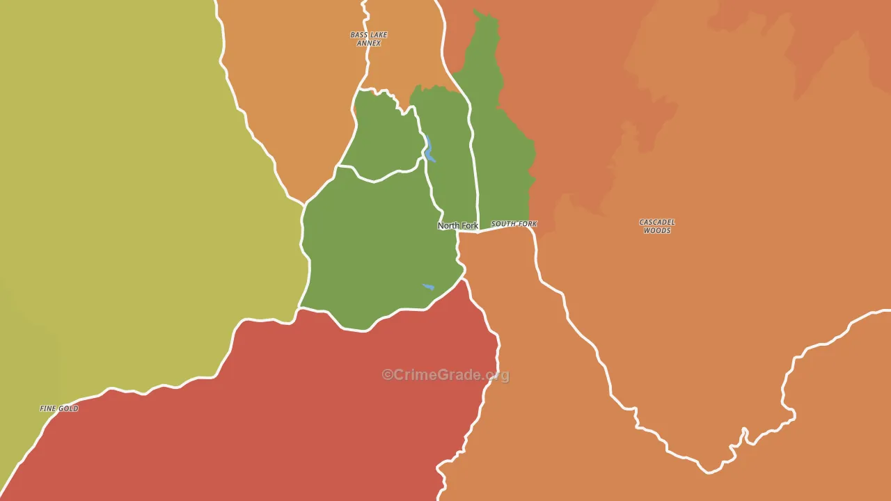 North Fork, CA Map of Assault Rates