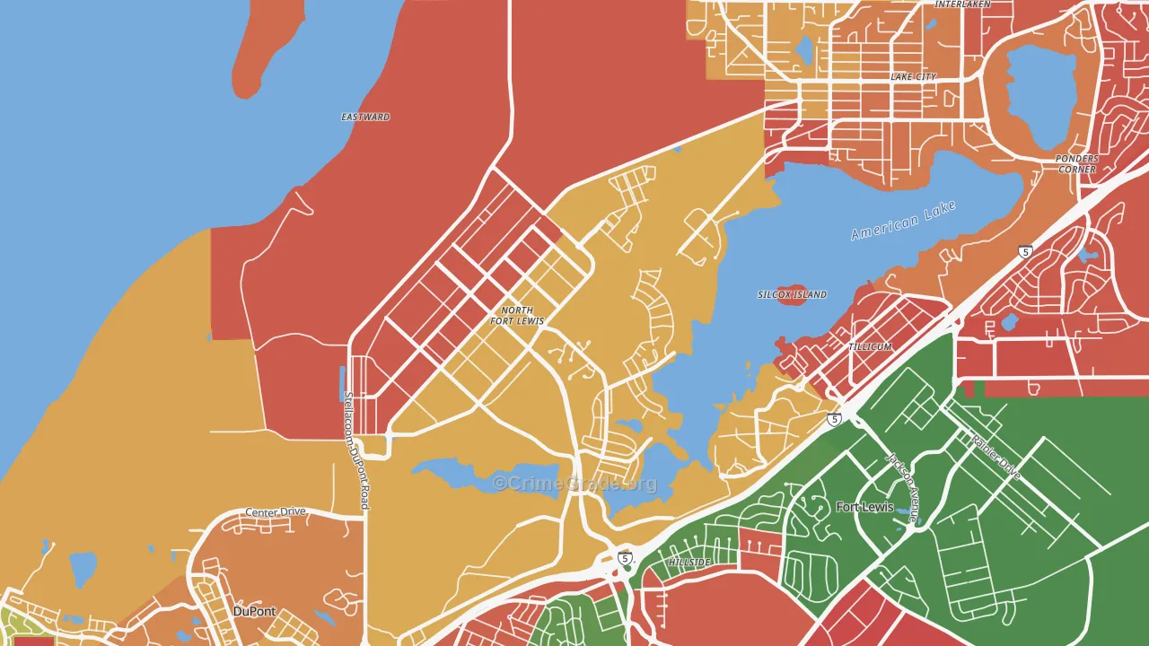 North Fort Lewis, WA Map of Assault Rates