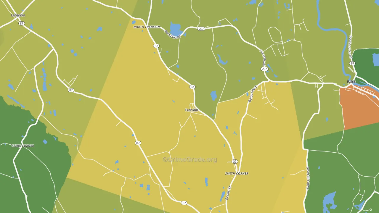 North Franklin, CT Map of Assault Rates