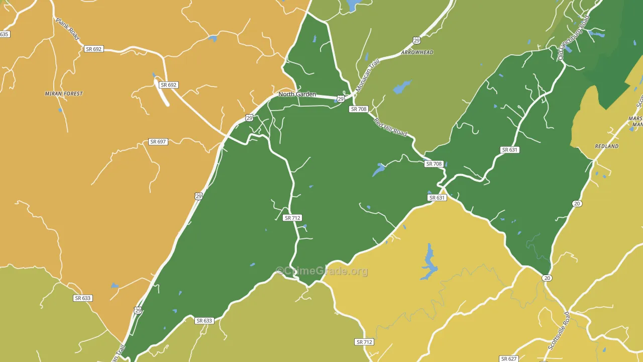 North Garden, VA Map of Assault Rates