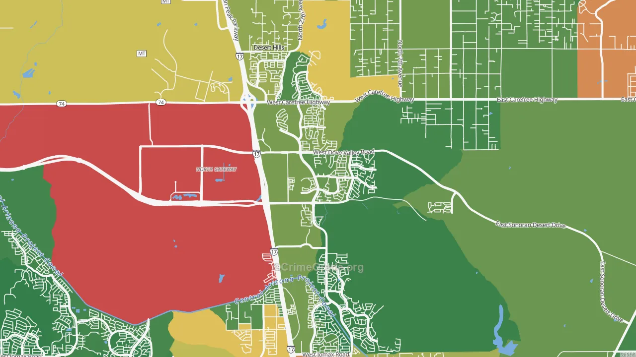 North Gateway, Phoenix, AZ Map of Assault Rates