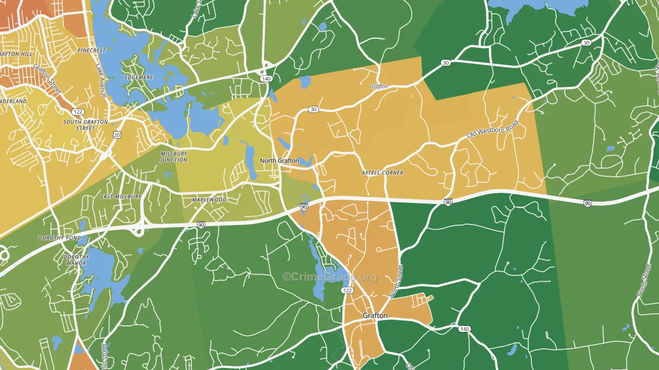 North Grafton, MA Map of Assault Rates