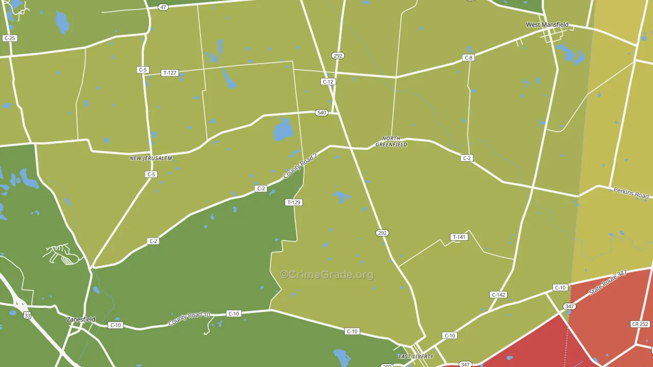 North Greenfield, OH Map of Assault Rates