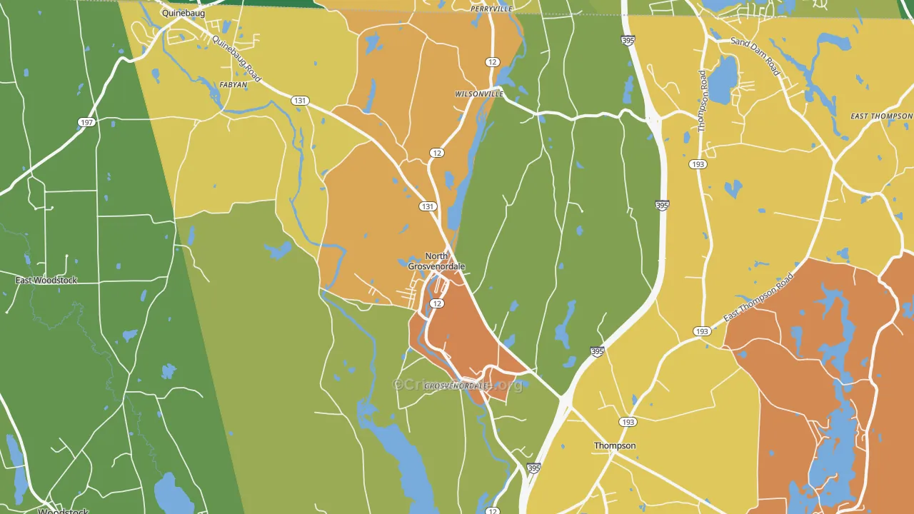 North Grosvenordale, CT Map of Assault Rates