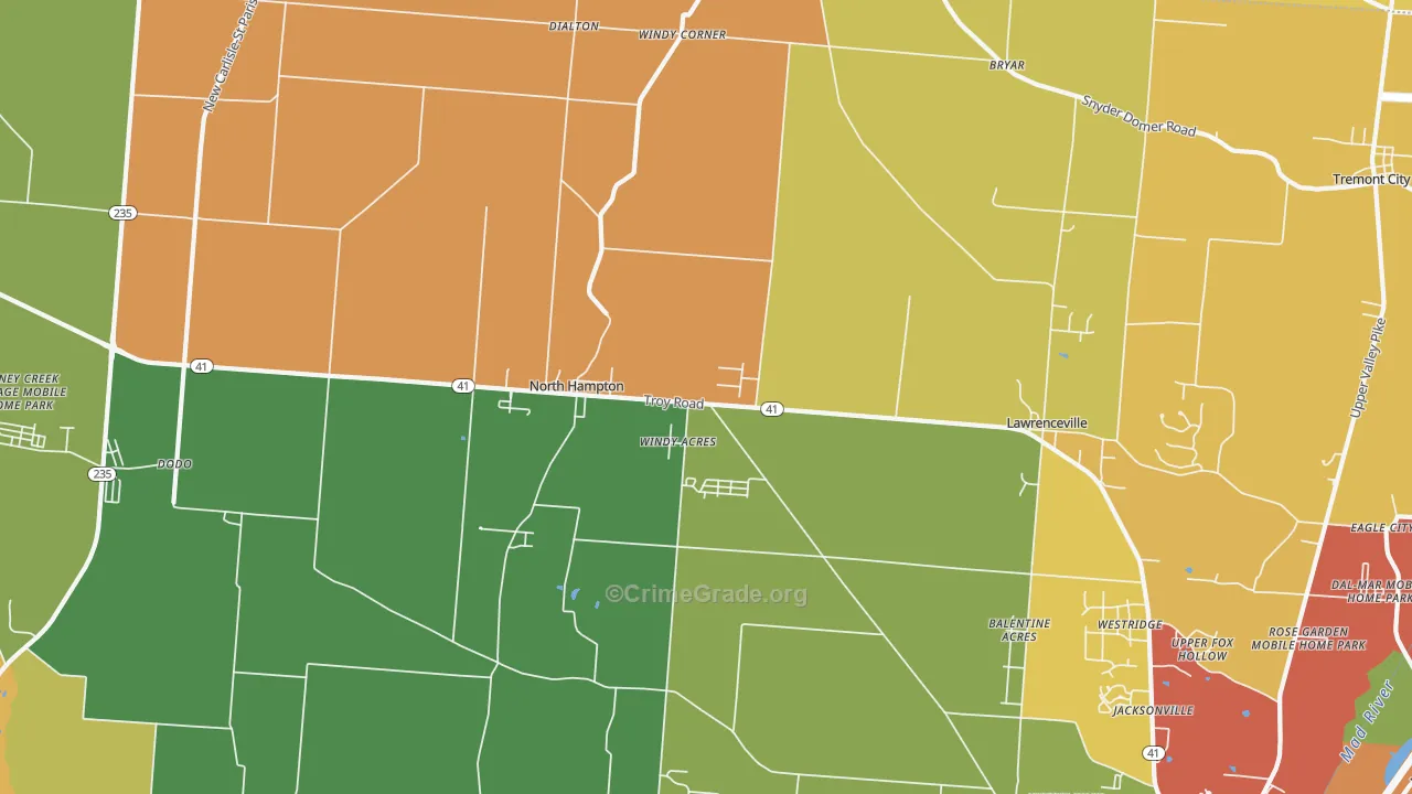North Hampton, OH Map of Assault Rates