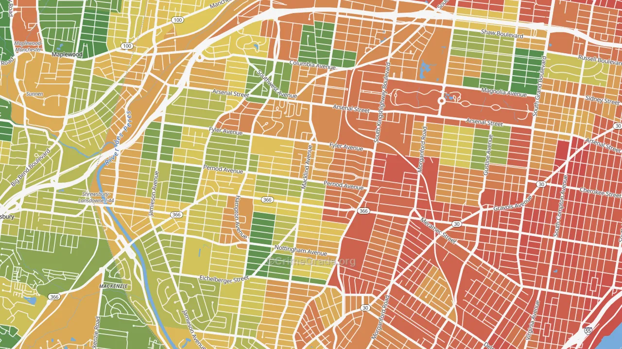 North Hampton, St. Louis, MO Map of Assault Rates