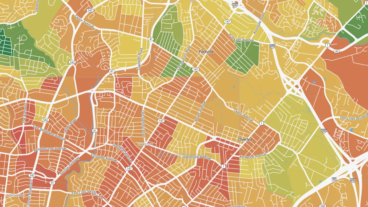 North Harford Road, Baltimore, MD Map of Assault Rates
