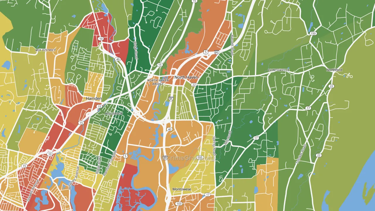North Haven, CT Map of Assault Rates