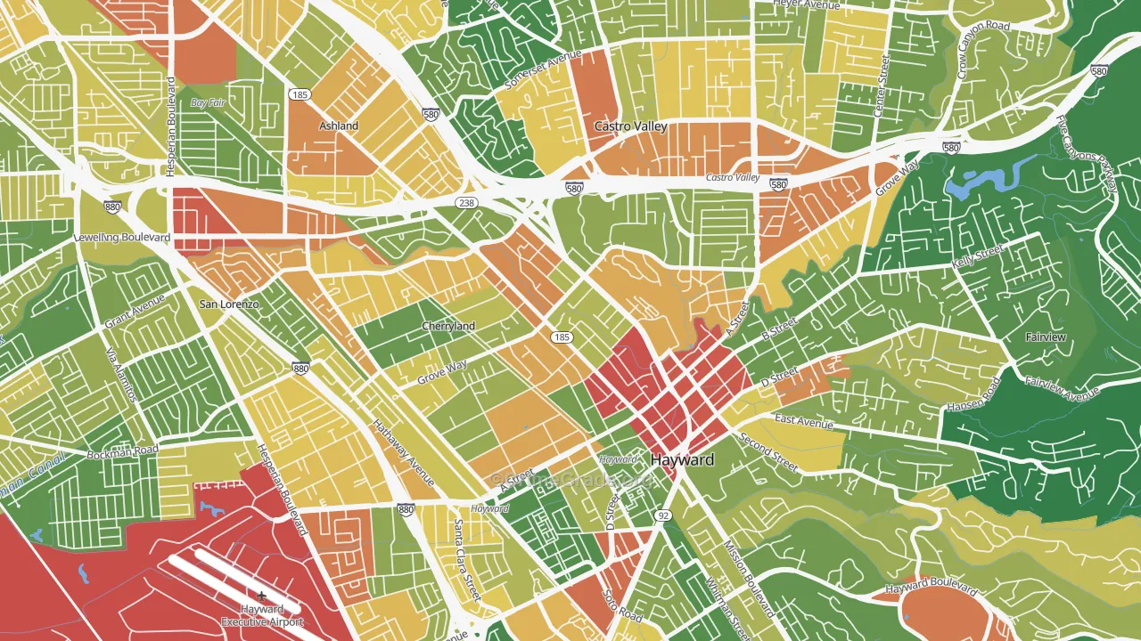 North Hayward, Hayward, CA Map of Assault Rates