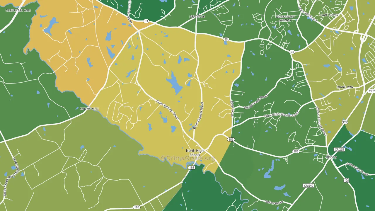 North High Shoals, GA Map of Assault Rates