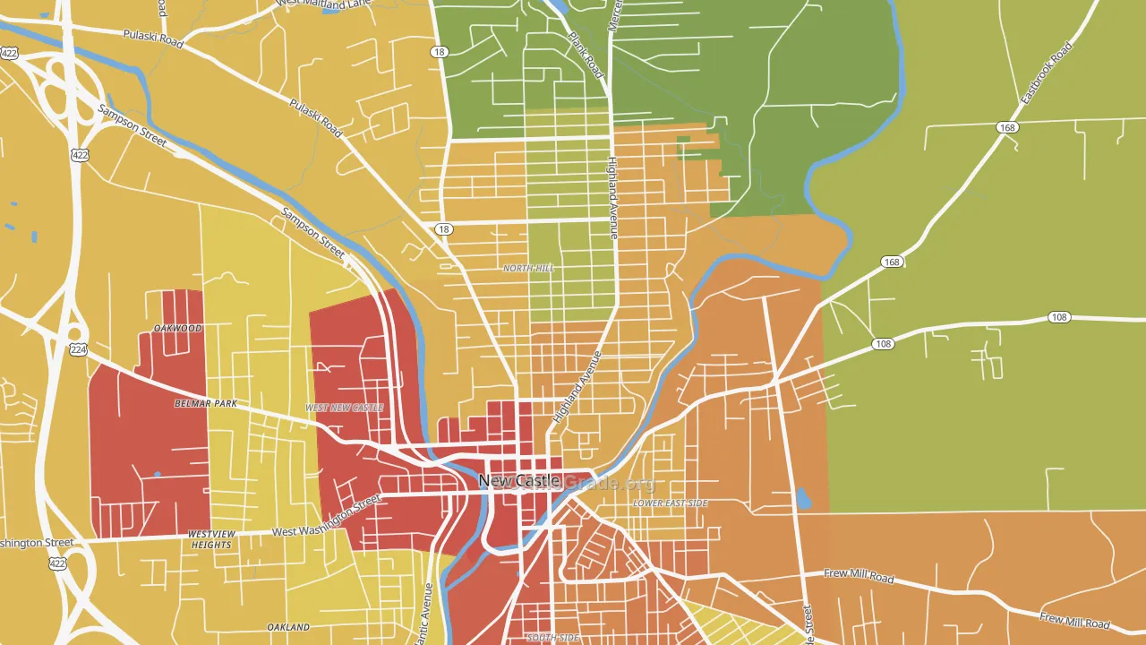 North Hill Historic District, New Castle, PA Map of Assault Rates