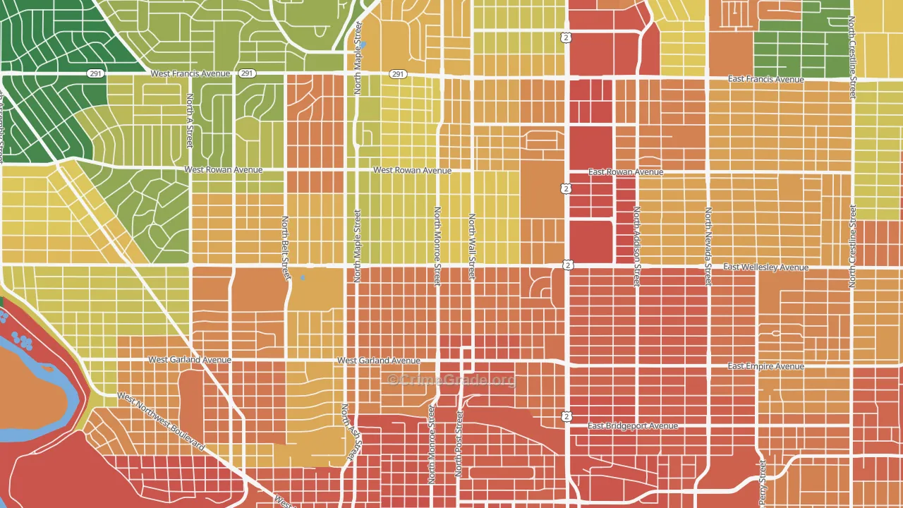 North Hill, Spokane, WA Map of Assault Rates