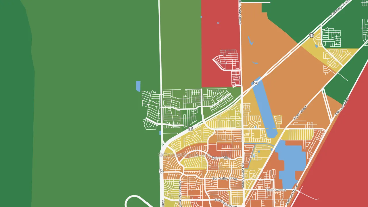 North Hills, El Paso, TX Map of Assault Rates