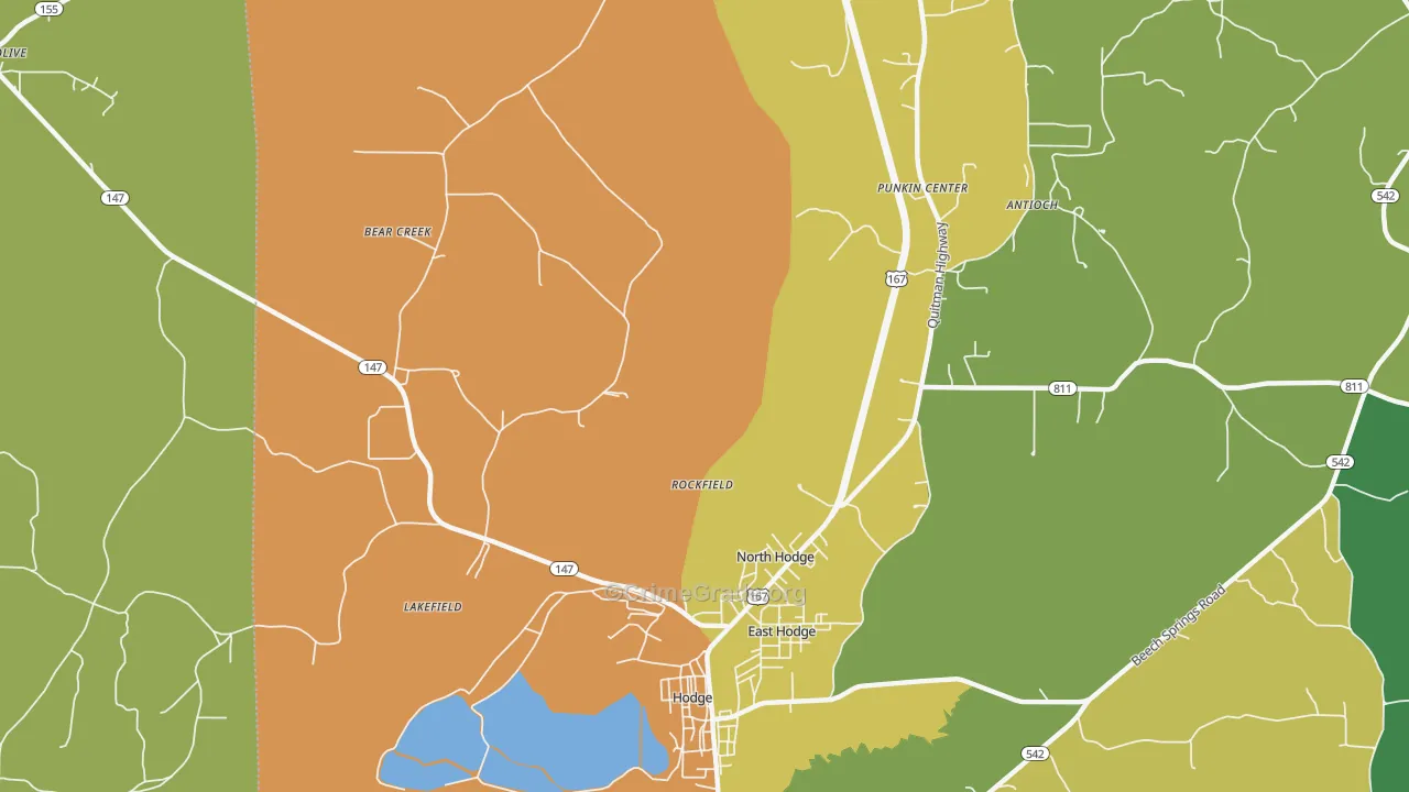 North Hodge, LA Map of Assault Rates