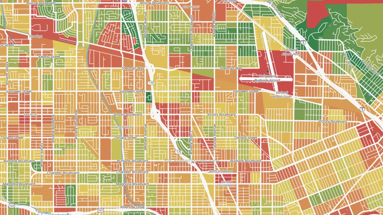 North Hollywood, CA Map of Assault Rates