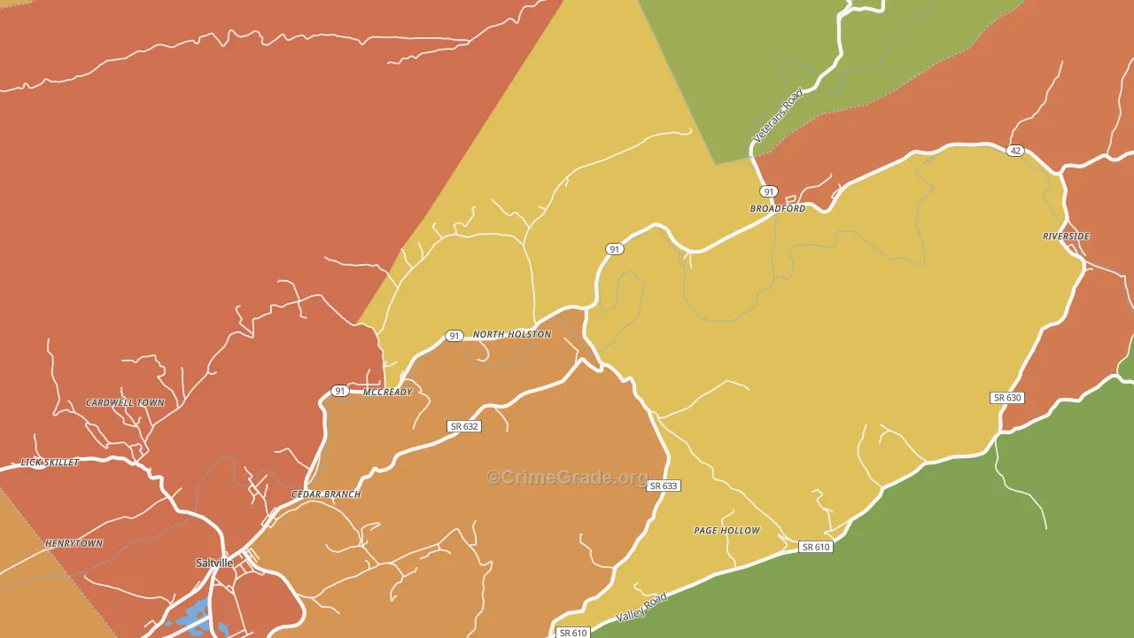 North Holston, VA Map of Assault Rates