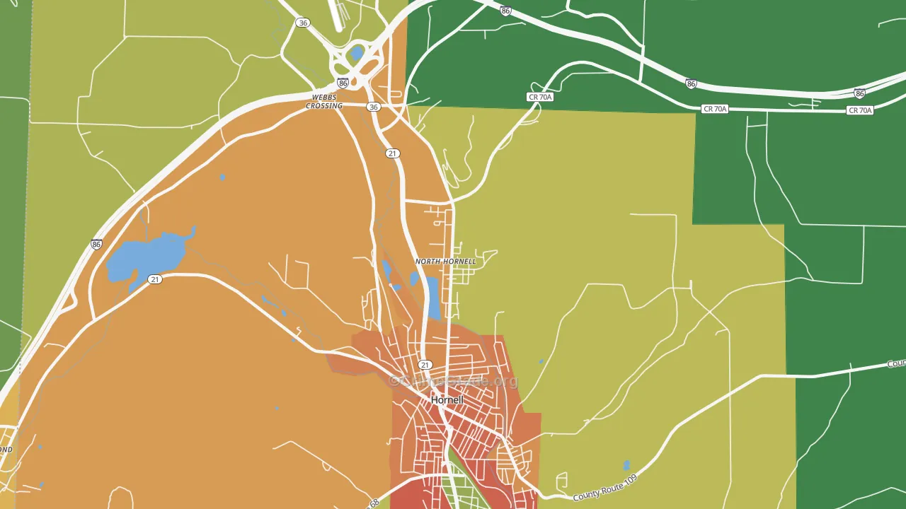 North Hornell, NY Map of Assault Rates