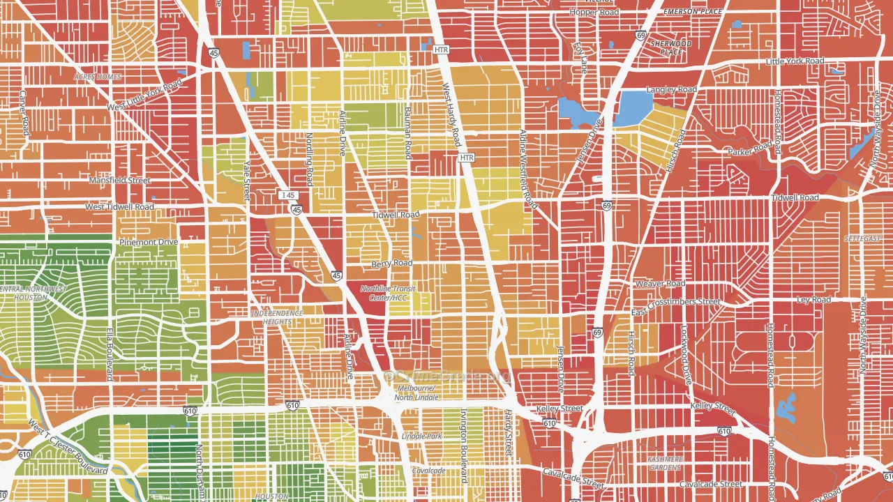 North, Houston, TX Map of Assault Rates