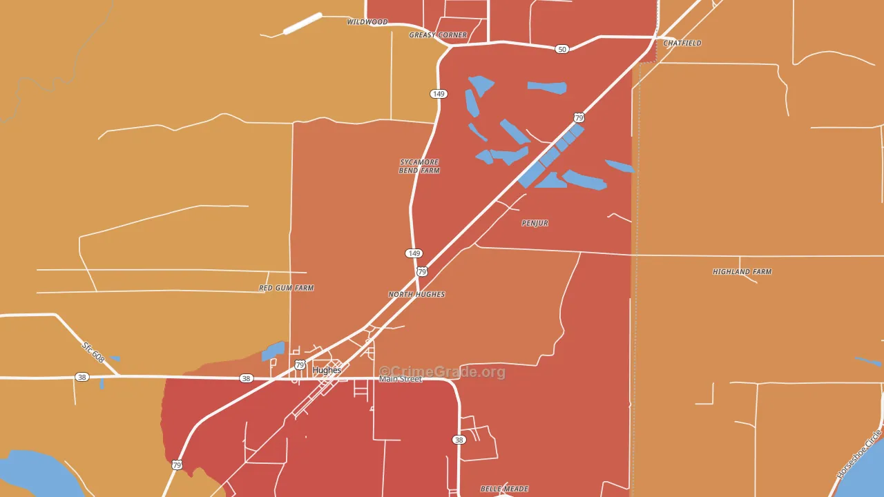 North Hughes, AR Map of Assault Rates