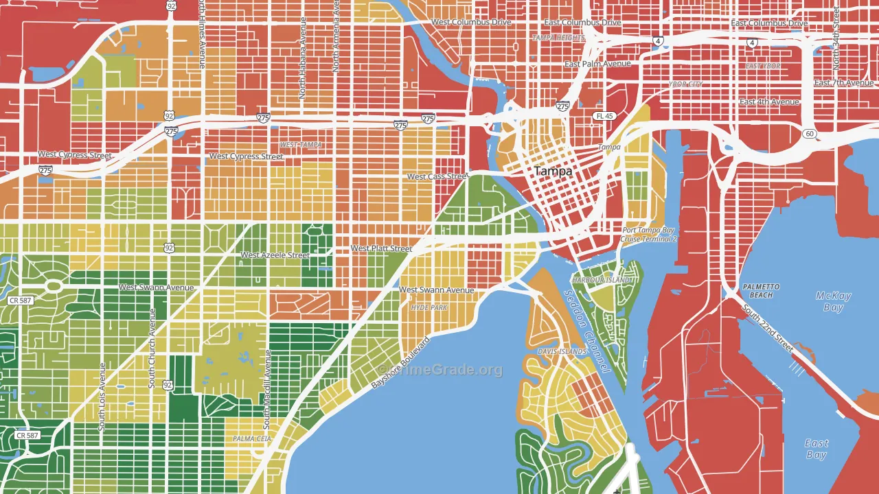 North Hyde Park, Tampa, FL Map of Assault Rates