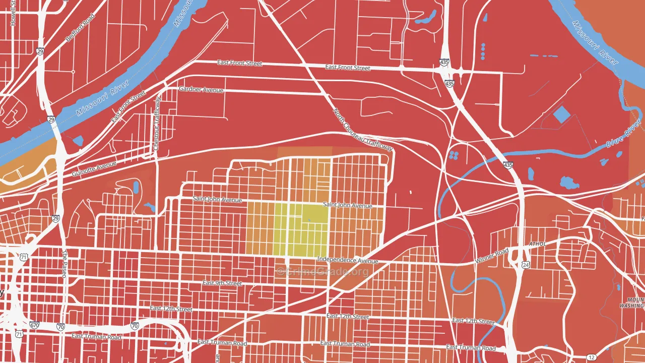 North India Mound, Kansas City, MO Map of Assault Rates
