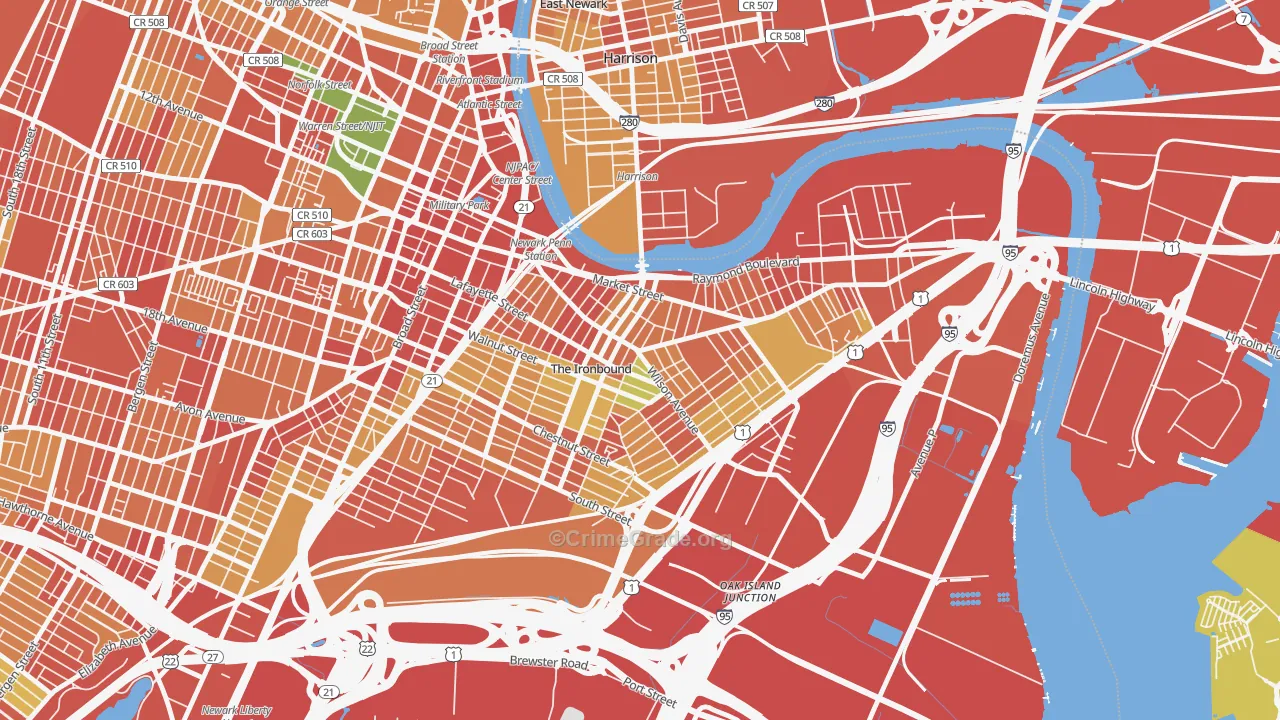 North Ironbound, Newark, NJ Map of Assault Rates