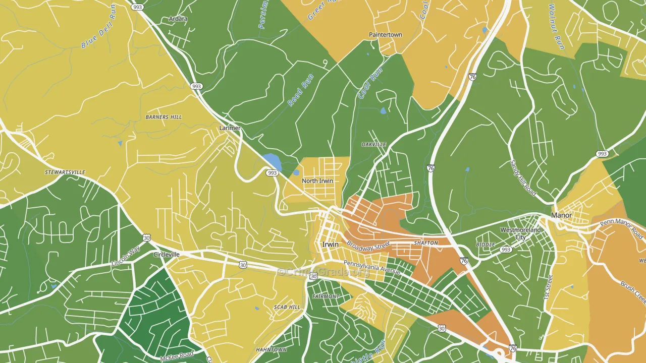North Irwin, PA Map of Assault Rates