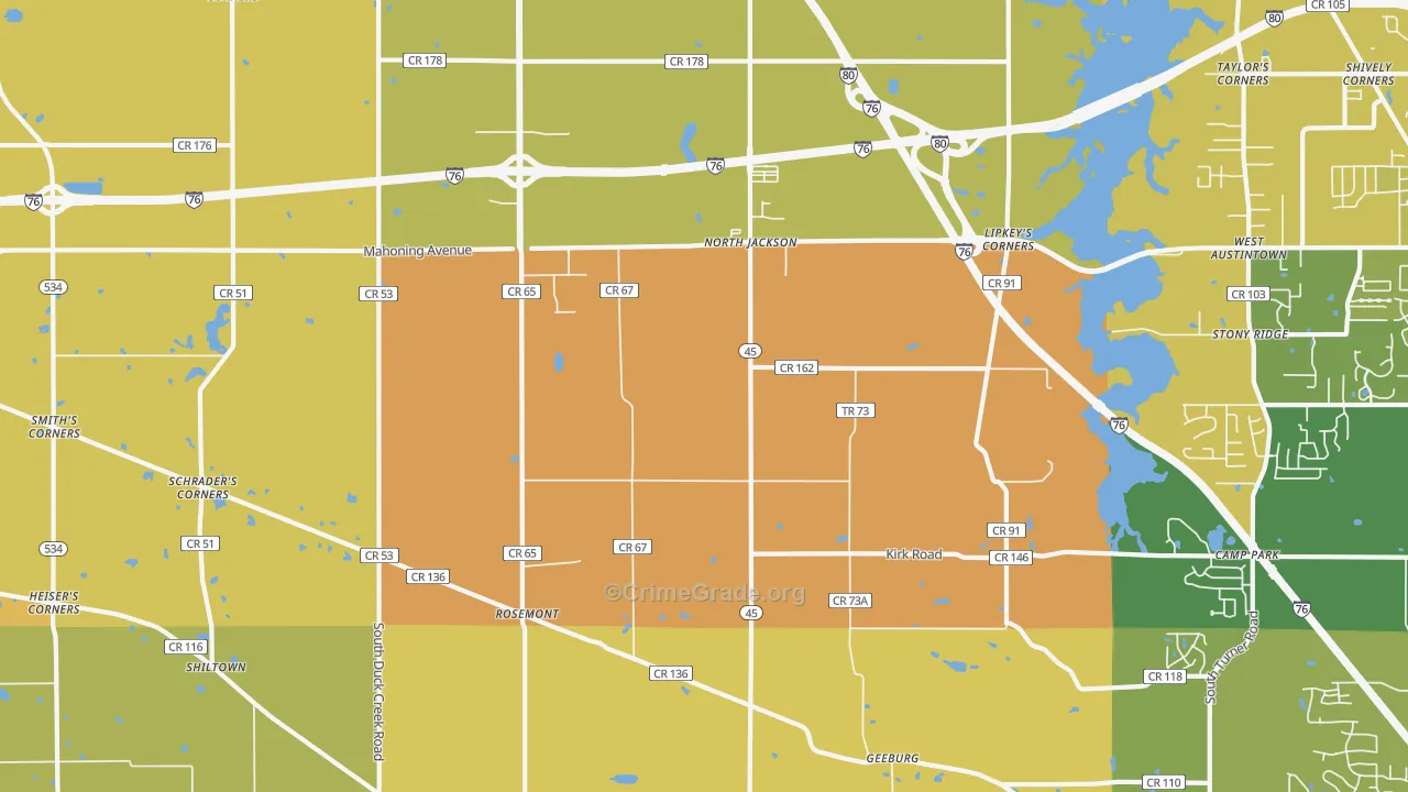 North Jackson, OH Map of Assault Rates