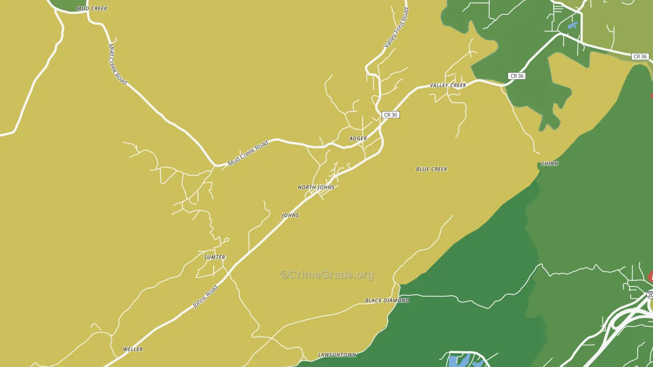 North Johns, AL Map of Assault Rates