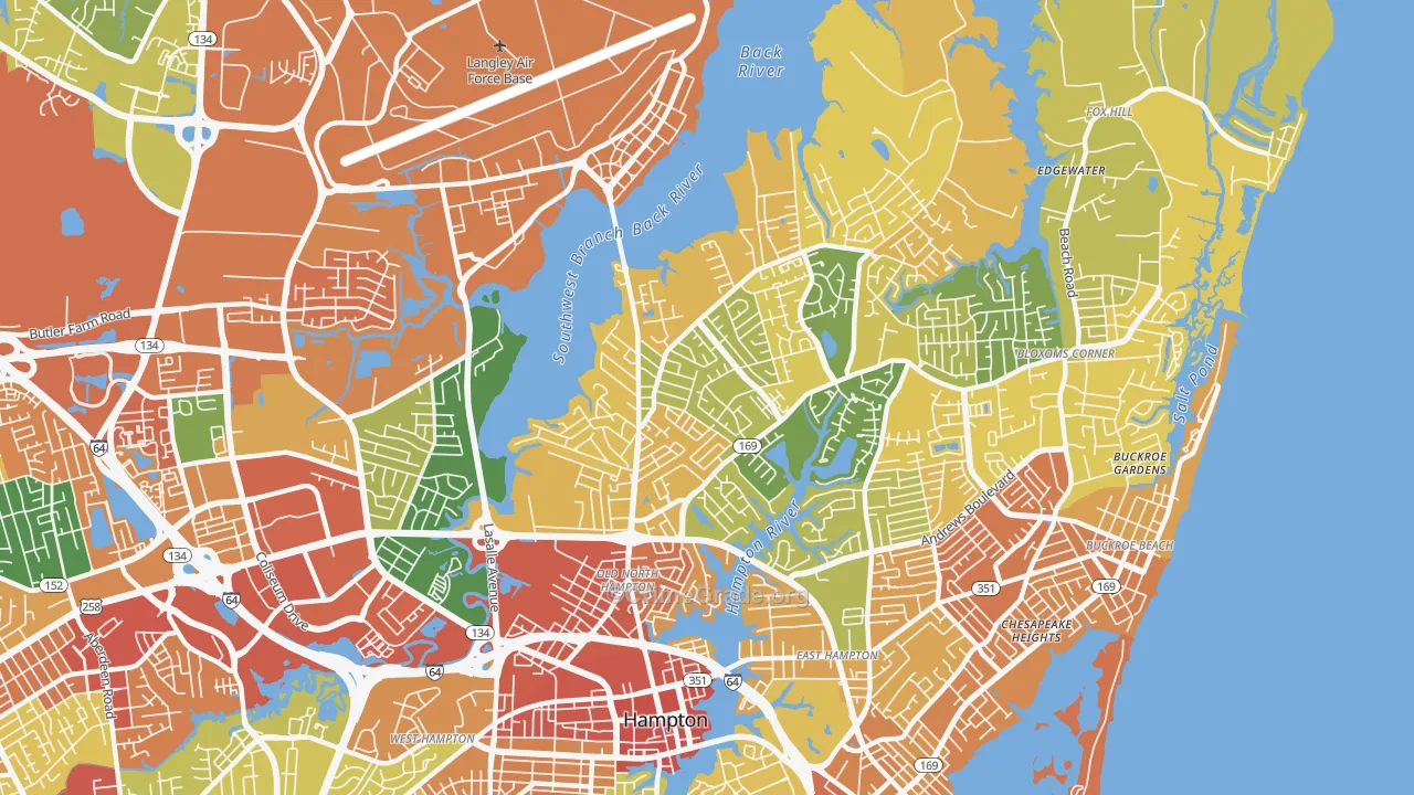 North King St, Hampton, VA Map of Assault Rates