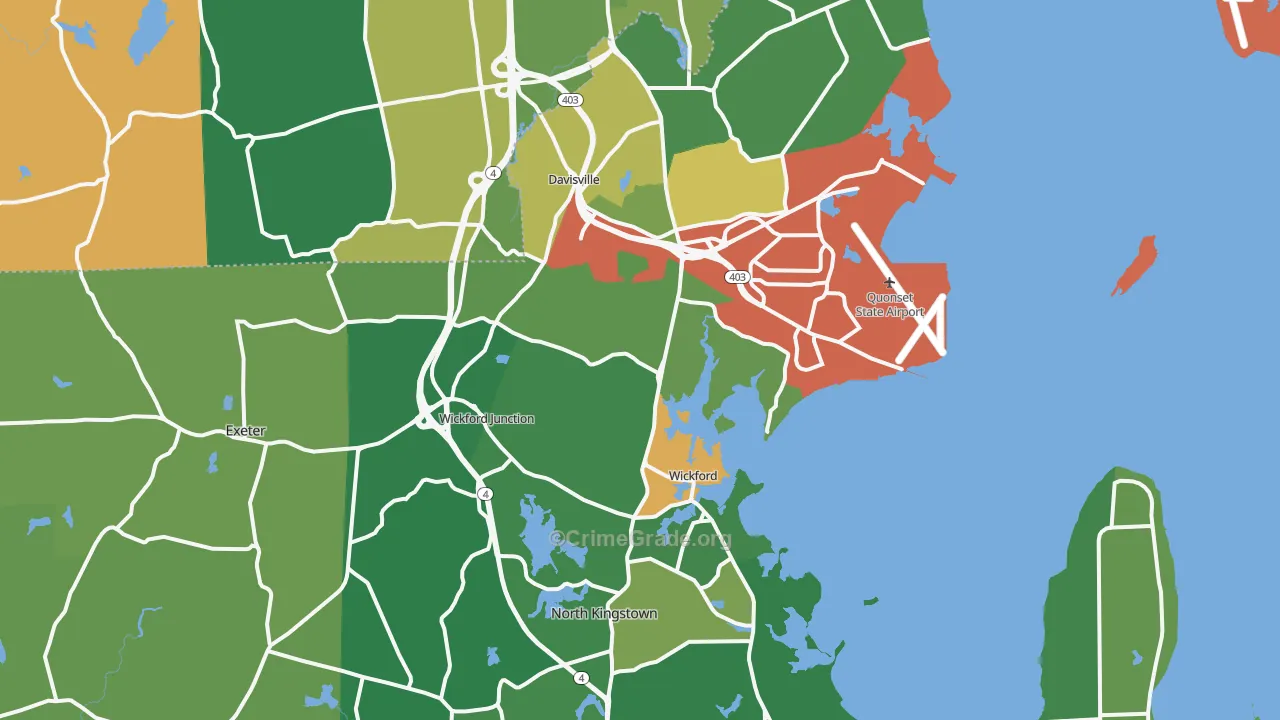 North Kingstown, RI Map of Assault Rates