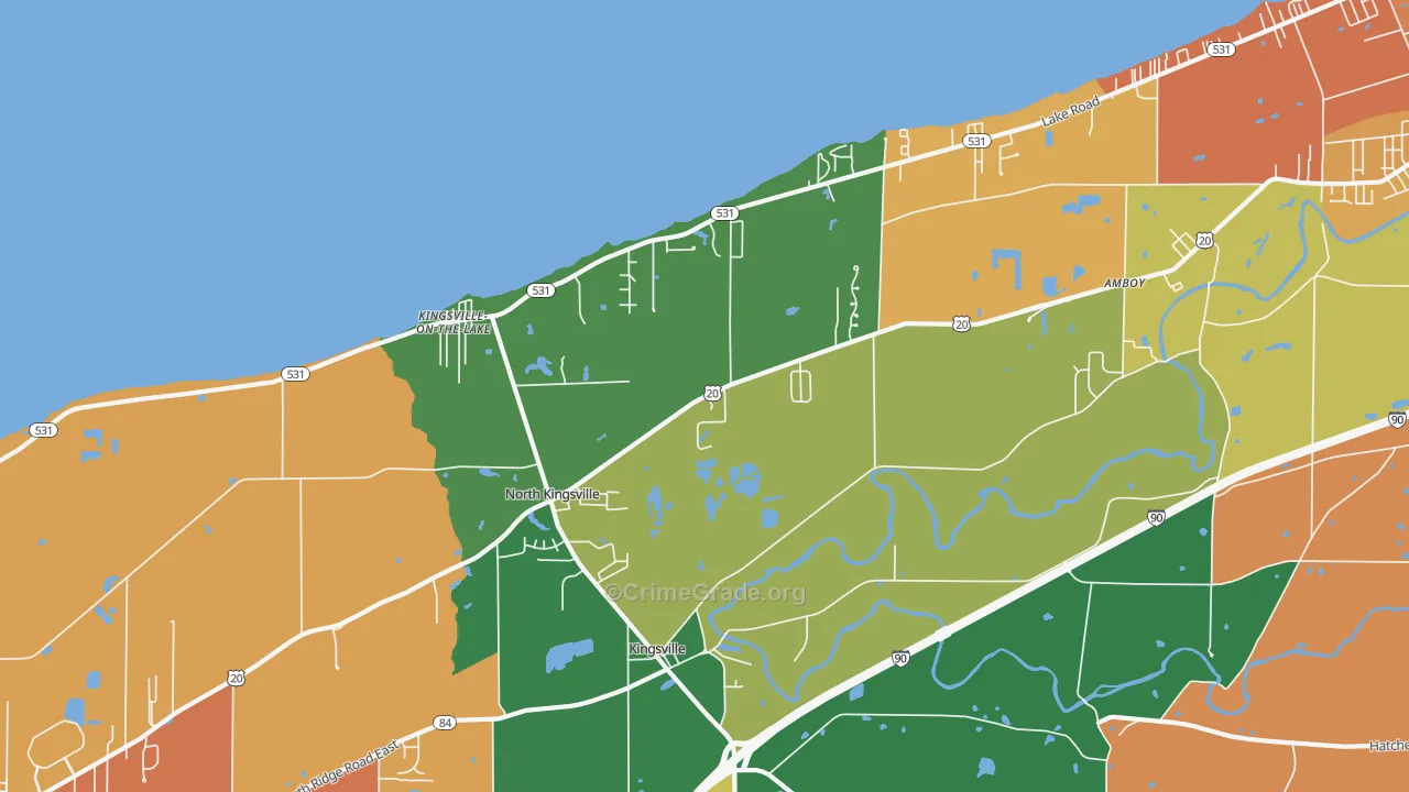 North Kingsville, OH Map of Assault Rates