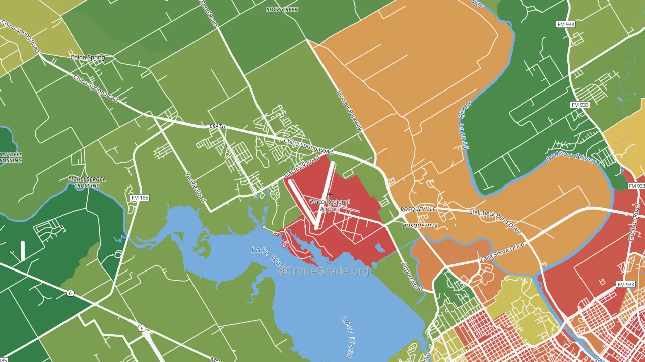 North Lake Waco, Waco, TX Map of Assault Rates