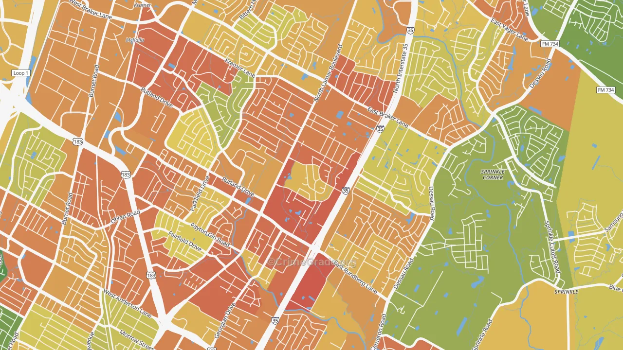 North Lamar, Austin, TX Map of Assault Rates