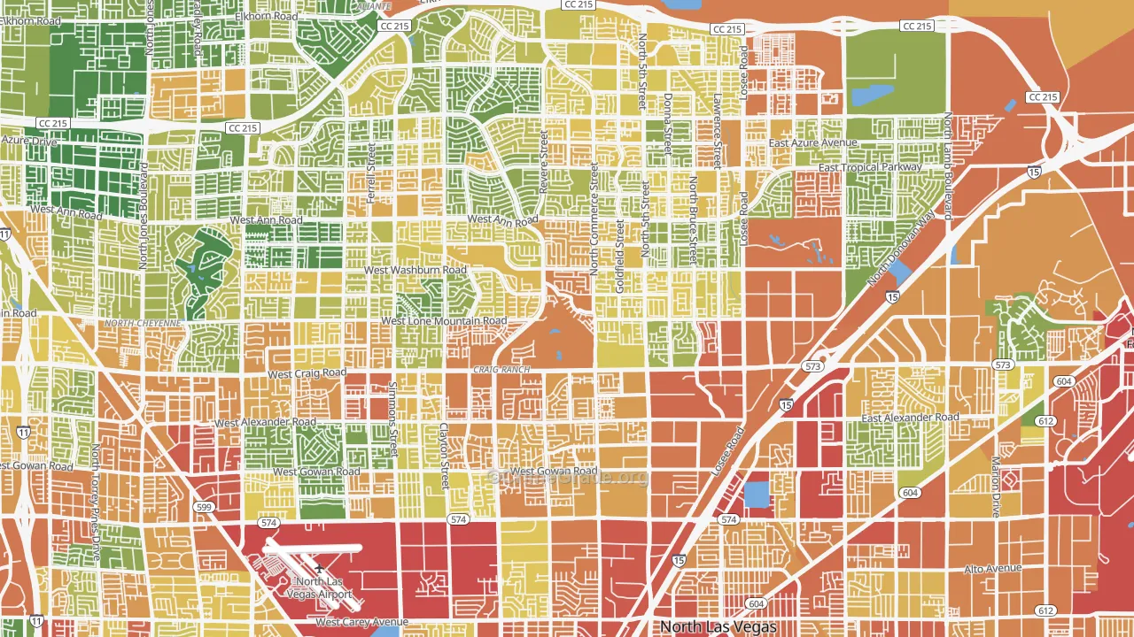 North Last Vegas, North Las Vegas, NV Map of Assault Rates