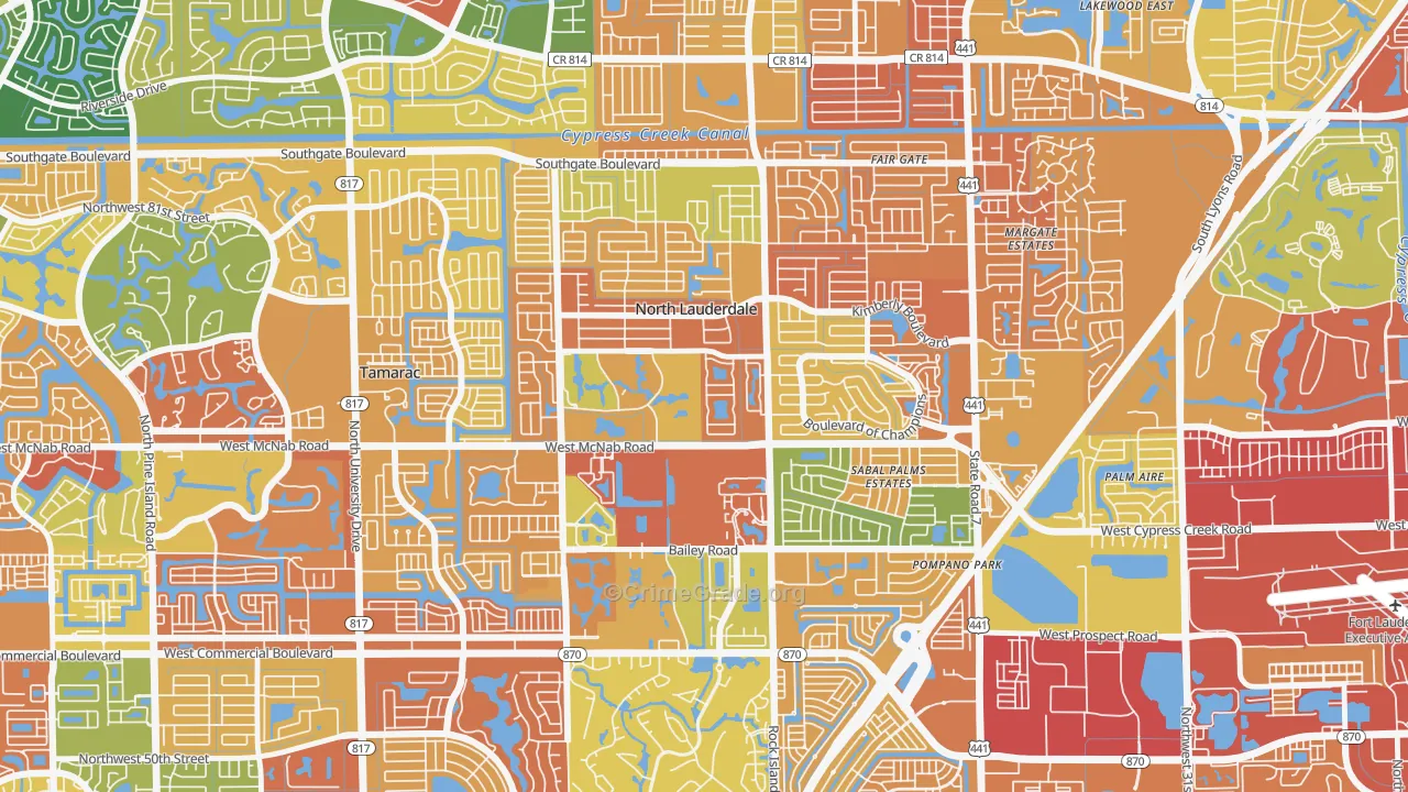 North Lauderdale Estates, North Lauderdale, FL Map of Assault Rates