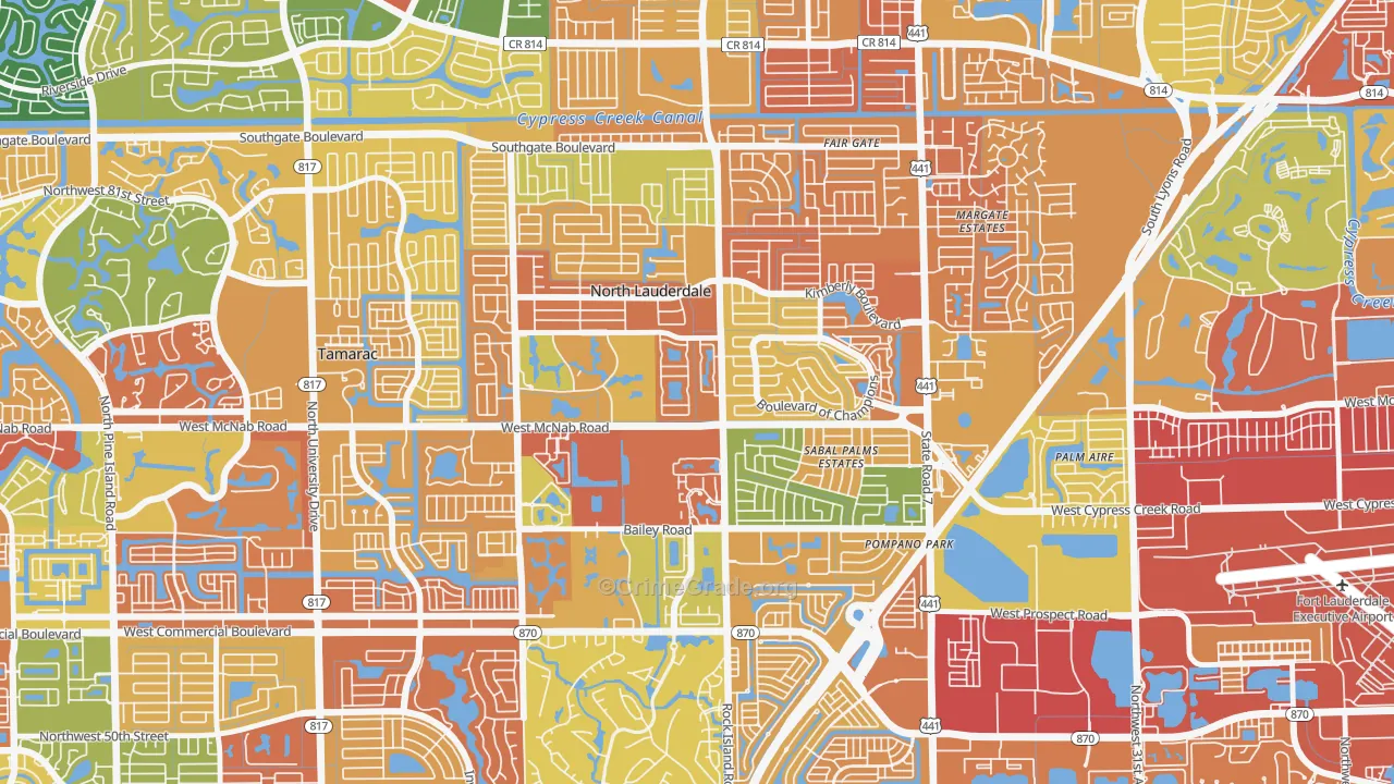 North Lauderdale, FL Map of Assault Rates