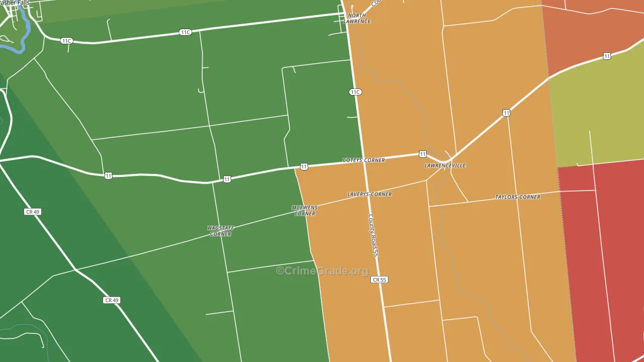 North Lawrence, NY Map of Assault Rates