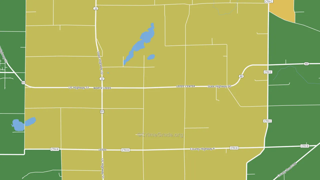 North Leeds, WI Map of Assault Rates