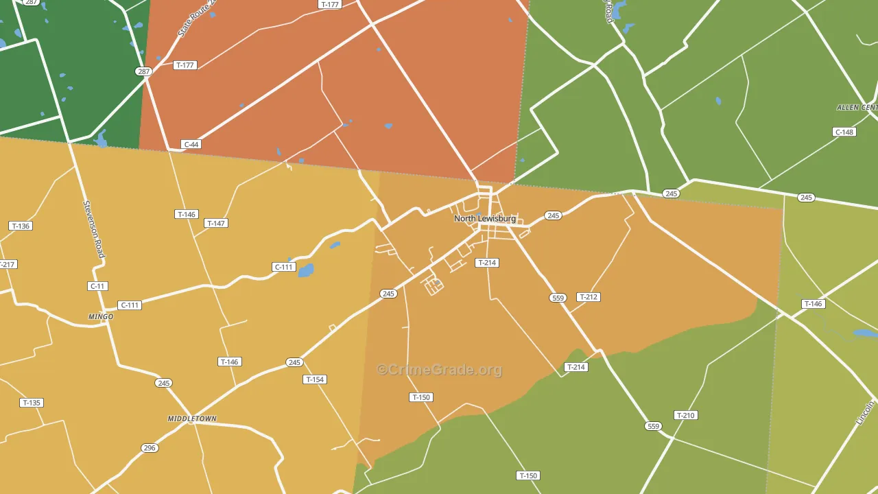 North Lewisburg, OH Map of Assault Rates