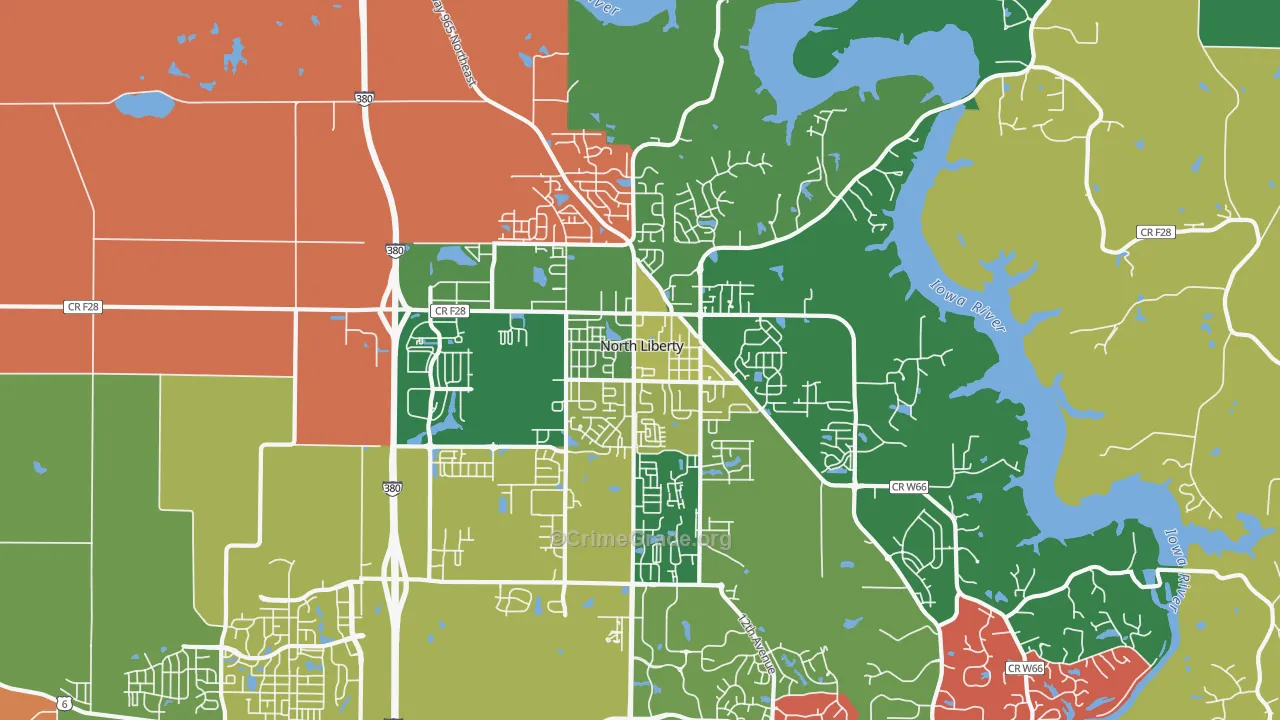 North Liberty, IA Map of Assault Rates