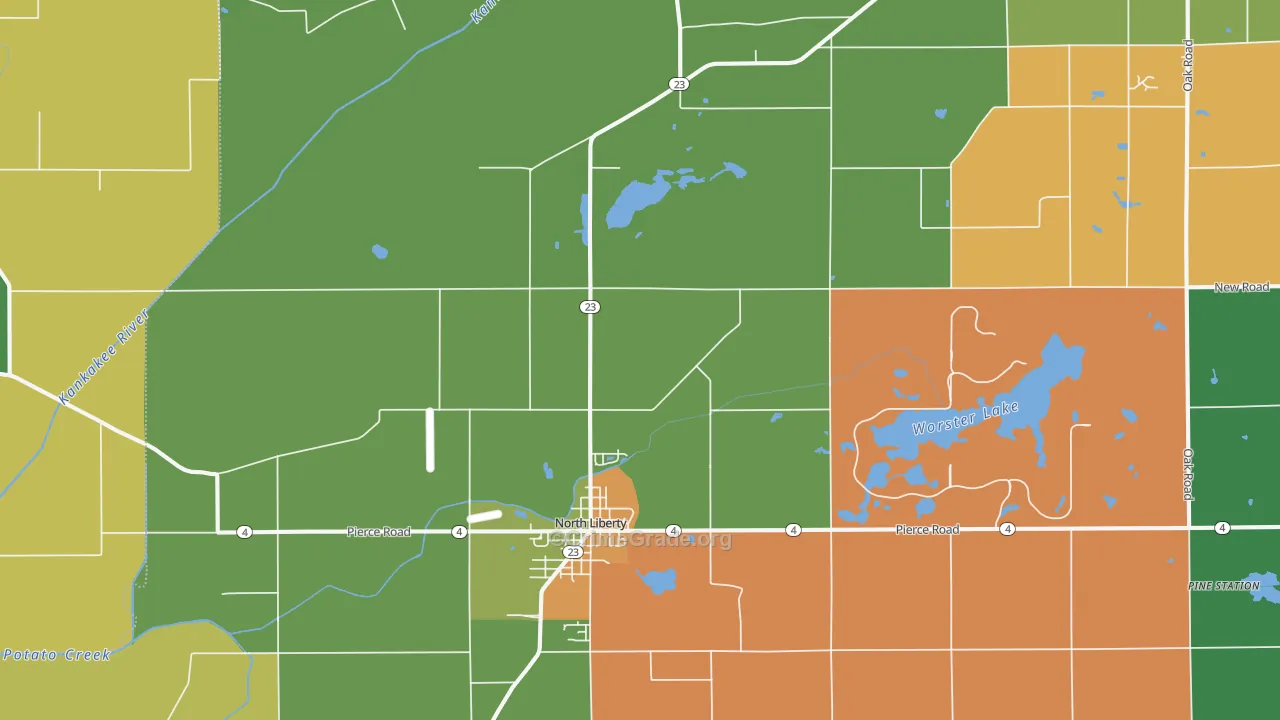 North Liberty, IN Map of Assault Rates