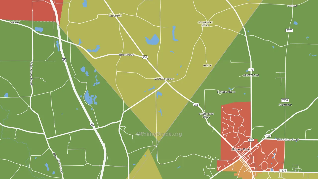 North Liberty, PA Map of Assault Rates