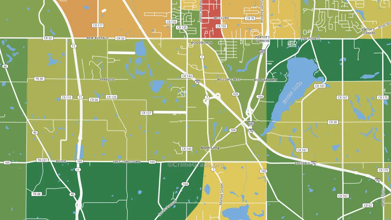 North Lima, OH Map of Assault Rates