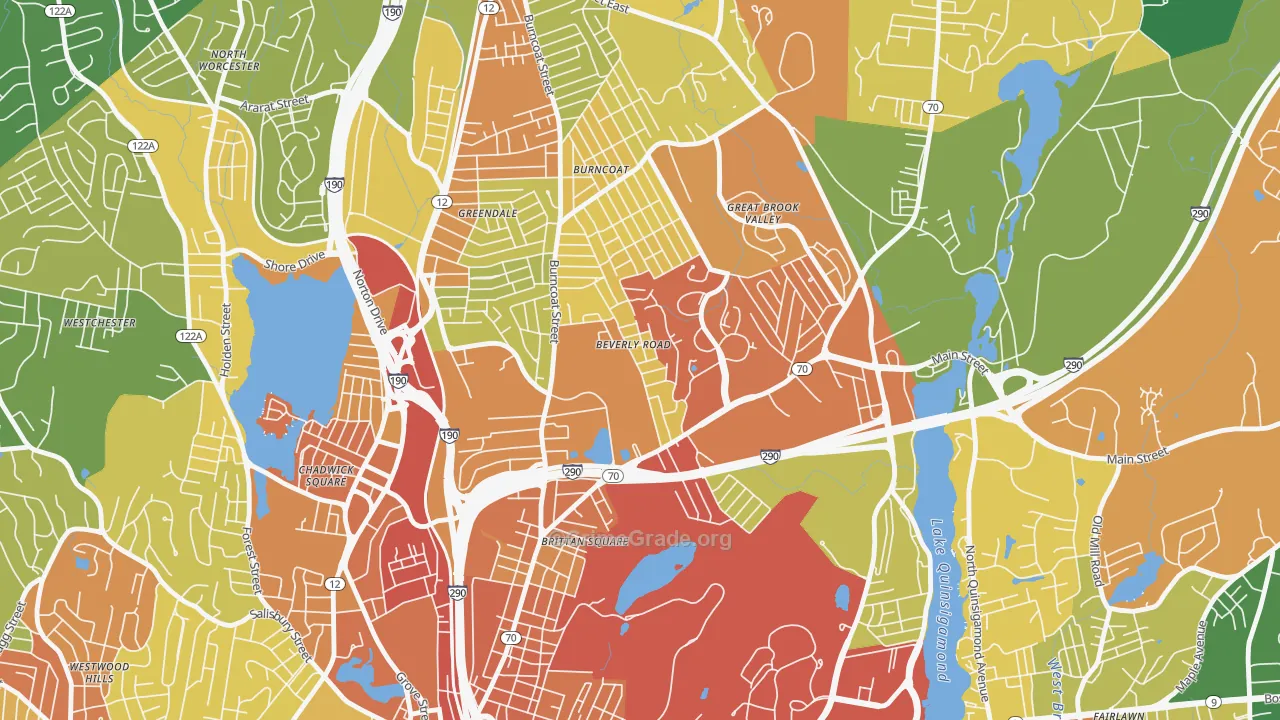 North Lincoln Street, Worcester, MA Map of Assault Rates