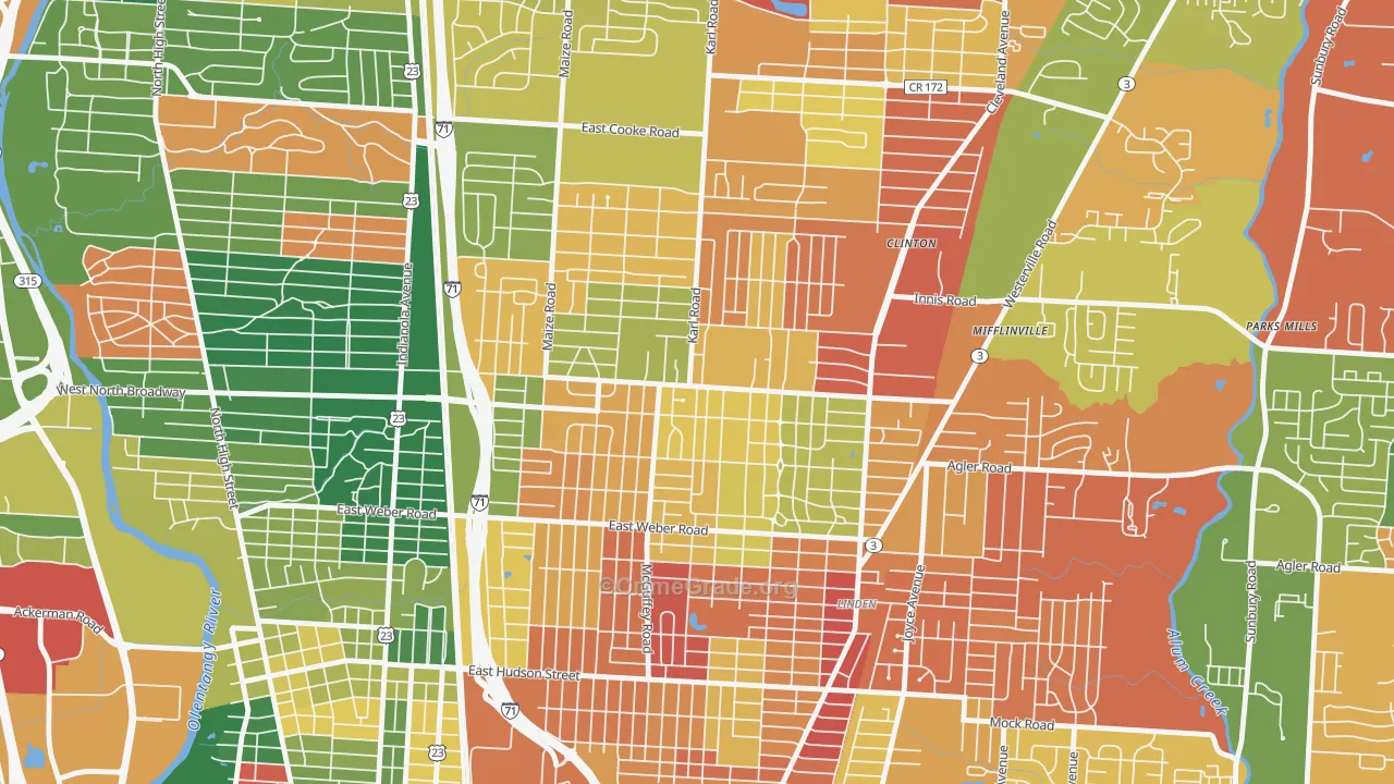 North Linden, Columbus, OH Map of Assault Rates