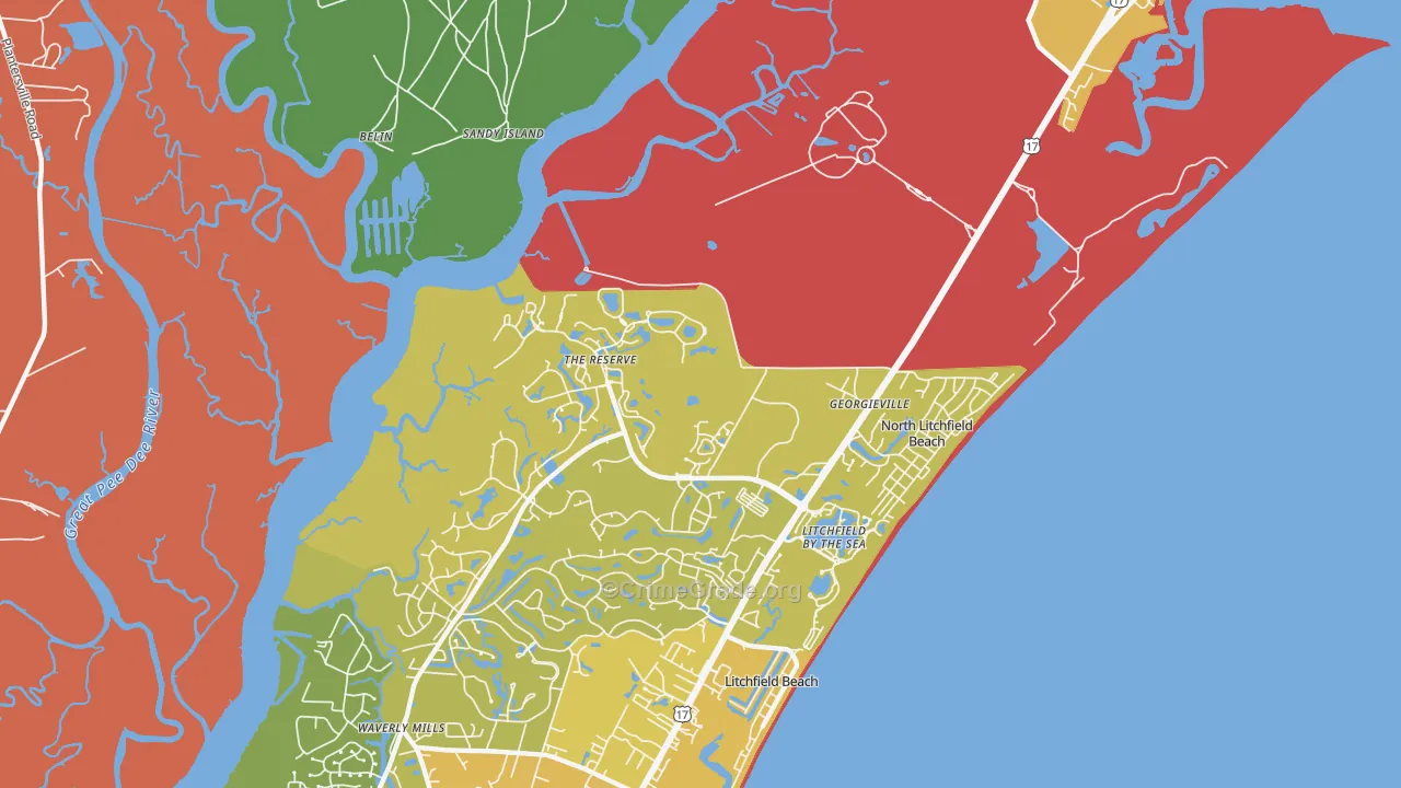 North Litchfield Beach, SC Map of Assault Rates