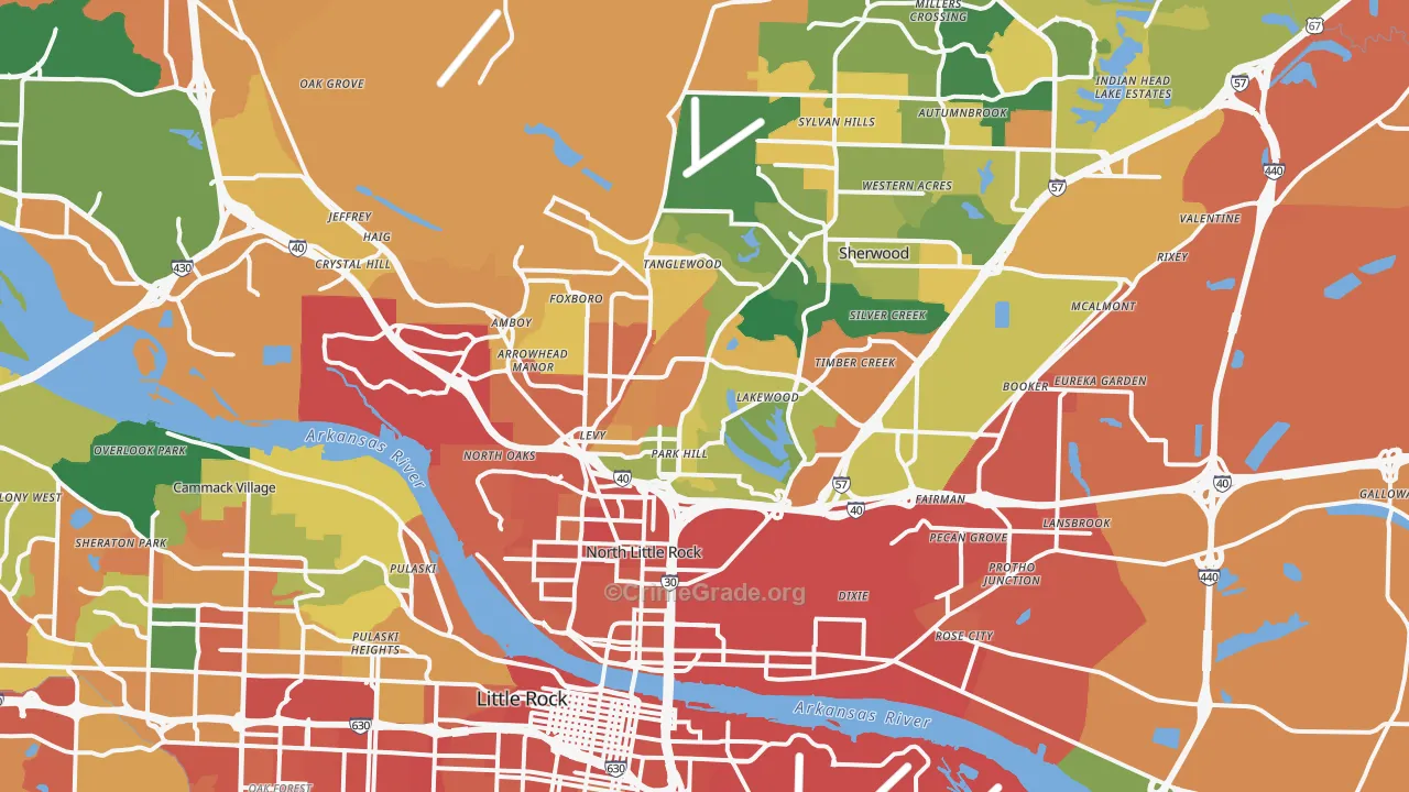 North Little Rock, AR Map of Assault Rates
