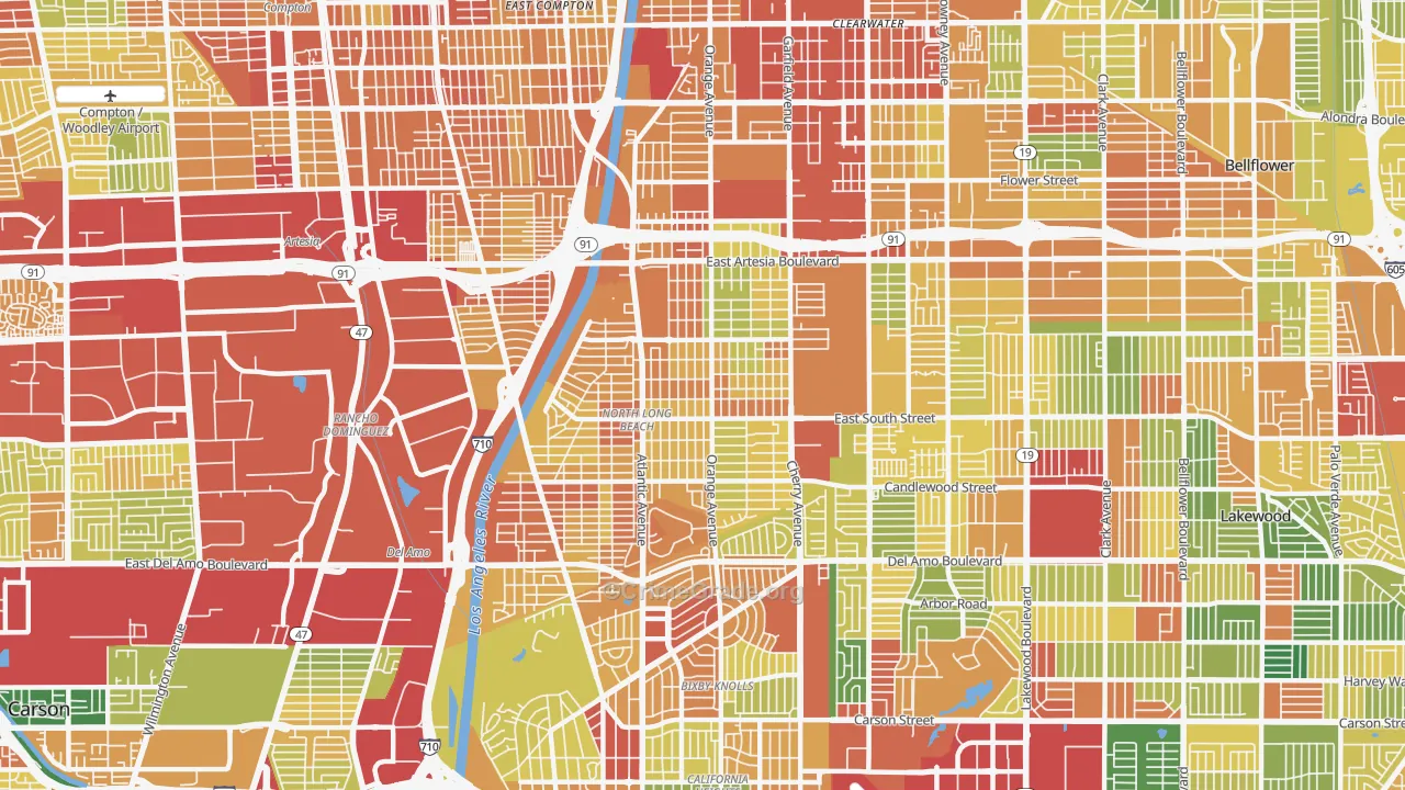 North Long Beach, Long Beach, CA Map of Assault Rates